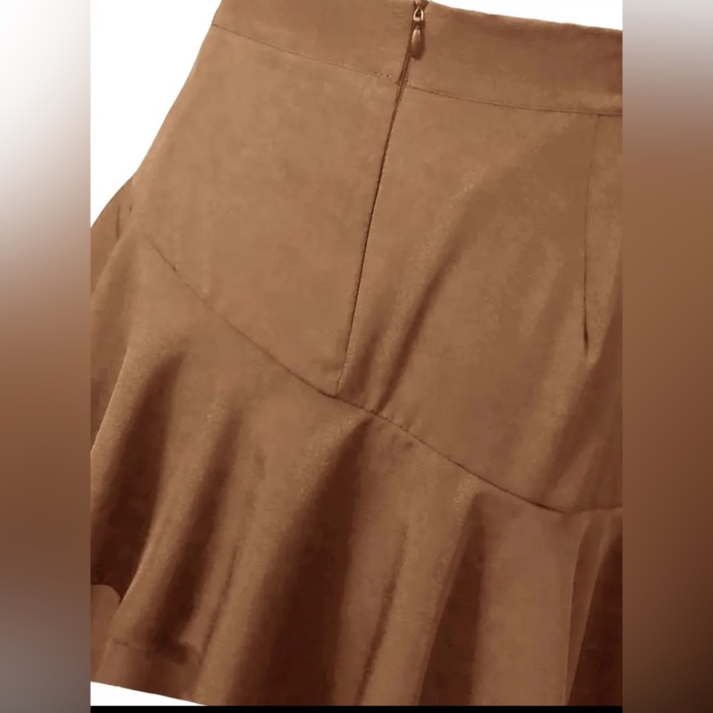 Coffee Brown High-Waist Tiered Ruffle Maxi Skirt | Asym Hem | XL - Picture 4 of 4